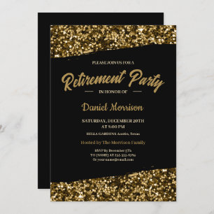 Convites Quic Dourado Glitter Sparkles Retirement Party 202