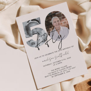 Convites Quic Elegant Photo Script 50th Birthday
