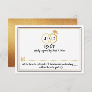 Convites Quic Faux Gold Foil Monogramas Casamentos