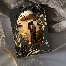 Convites Quic Floral Dourado Luxurioso - Duas Fotografias S