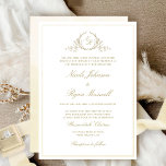 Convites Quic Formal Champagne Monograma, Casamento Waterco<br><div class="desc">Aprecie amigos e família com este elegante convite de casamento mostrando um belo monograma botânico de folha desenhada com noiva e iniciais de noivo. O convite à frente foi cortado com matizes finos de chanpanzé de cor-de-água, enquanto o convite apresenta o seu dorso com uma bela lavagem de cor-de-água em...</div>