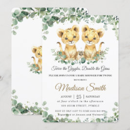 Convites Quic Greenery Lion Cubs Twins Chá de fraldas
