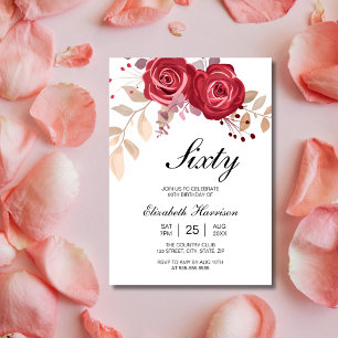Convites Quic Maroon Rosa Floral Garden Aniversário