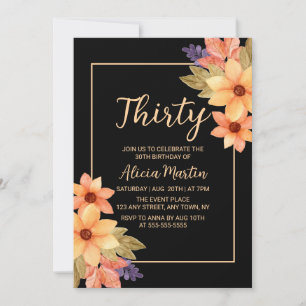 Convites Quic Orange Red Fall Flora Qualquer Idade Negra An