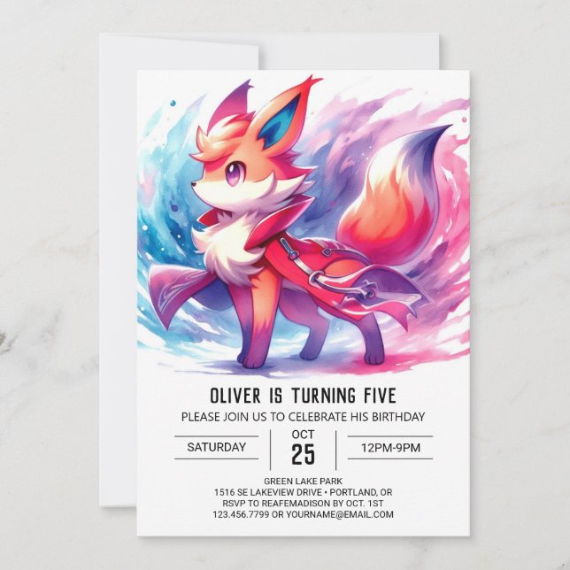 Convites Quic Playful Fox Birthday (Frente)