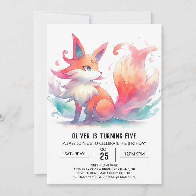 Convites Quic Playful Fox Birthday (Frente)