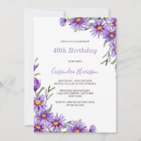 Quic Purple Aster Floral Botânica Aniversário