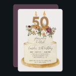 Convites Quic Purple Fall Autumn 50th Birthday Cake<br><div class="desc">Comemore um outono feminino no 50º aniversário com nosso convite à chic. Design apresenta um bolo rústico decorado com flores, folhas e velas do outono, com o número 50 para o melhor aspecto chique. Todo texto é 100% personalizável. Se precisar de peças extras para esta coleção, por favor contacte-me, contente-se...</div>