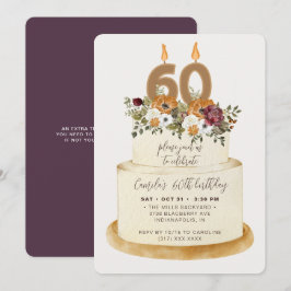 Convites Quic Purple Fall Autumn 60th Birthday Cake