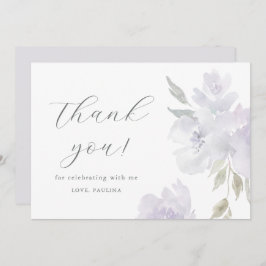 Convites Quic Purple Floral Birthday Quinceañera Obrigado