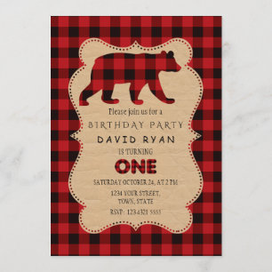 Convites Quic Red Buffalo Flannel Para Cima Xadrez Anivers