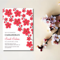 Quic Red Cherry Blossom Floral Botânica Aniversári