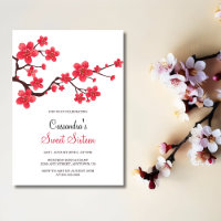 Quic Red Cherry Blossom Sakura Floral Aniversário