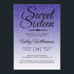 Convites Quic Royal Blue Glitter Ombre Doce 16 Aniversário<br><div class="desc">Um glamouroso, design de 16 anos, um convite de 16 anos. O brilho azul real desaparece sobre um fundo branco. O texto "Doce Dezesseis" em preto é definido na escrita moderna. Perfeito 16º convite de aniversário para um doce glamouroso dezesseis, perfeito para ela, a moderna que adora padrões modernos, brilho,...</div>