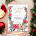 Convites Quic Russo Winter Floral Watercolor Natal<br><div class="desc">Experimente o encantamento de uma terra maravilhosa de inverno com nosso convite de festas de Natal Rustic Elegant Winter Floral Business. Este design original apresenta uma bonito fuselagem pintada à mão, misturando lindamente flores vermelhas, tons azuis empoeirados e ramificações de pinheiros exuberantes em um inverno e uma composição floral inspirada...</div>