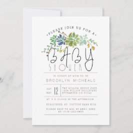 Convites Quic Succulent Garden | Chá de fraldas de aquarela