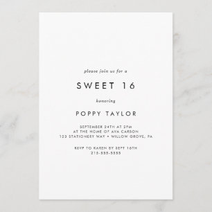 Convites Quic Typografia Sweet 16 Birthday