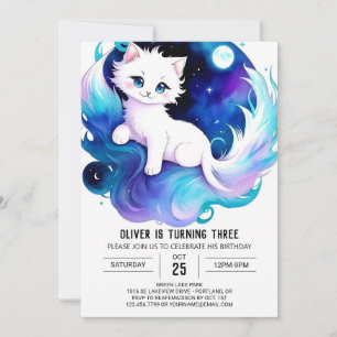Convites Quic Watercolor Kitten Birthday