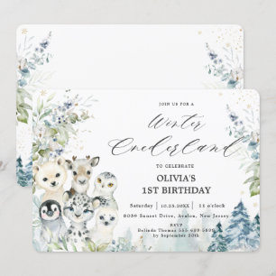 Convites Quic Winter Ártico Animais Onederland primeiro ani