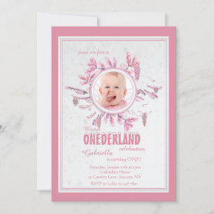 Convites Quic Winter Photo Invitation Pink