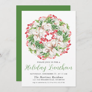 Convites Quic Winter Watercolor Wreath Holiday Luncheon