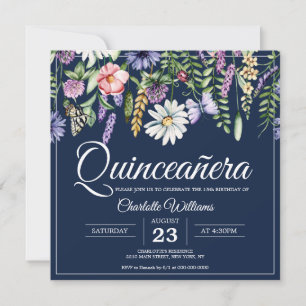 Convites Quicneañera Elegant Wildflower 15 Birthday