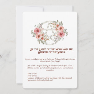 Convites Quiet Sage Floral Pentacle Birthday