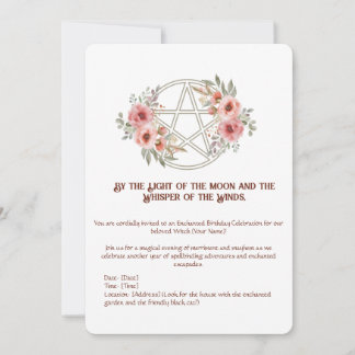 Convites Quiet Sage Floral Pentacle Birthday