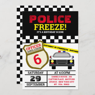 Convites Quieto! Festa de aniversário do agente policial