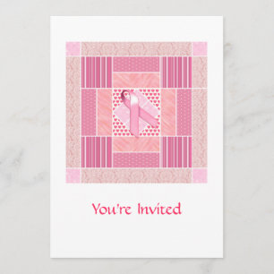 Convites Quilt de Homenagem Rosa aos Sobreviventes do Cânc