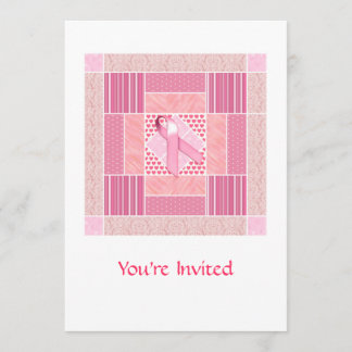 Convites Quilt de Homenagem Rosa aos Sobreviventes do Cânce