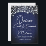 Convites Quince Denim Diamantes Gema Diamantes Espalhados<br><div class="desc">Convites Quince com Falsas Joias e Padrão de Denim</div>