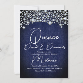 Convites Quince Denim Diamantes Gema Diamantes Espalhados