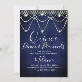 Convites Quince Denim Diamantes Joia Pérolas 