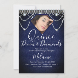 Convites Quince Denim Diamantes Joia Pérolas Foto 