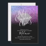 Convites Quiñce Faux Glitter Diamond Black Purple Aniversár<br><div class="desc">Convidações do Quince com padrão de brilho e diamantes falsos</div>