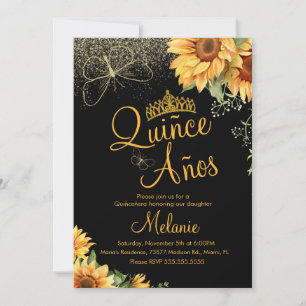 Convites Quiñce Girassol Brilhante Falso Aquarela Aniversár