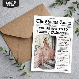 Convites Quince Invite, Newspaper with Program, Quinceañera