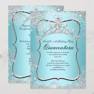 Convites Quinceanera 15º Inverno Azul Prata Maravilhoso