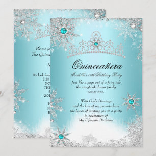 Convites Quinceanera 15º Inverno Azul Prata Maravilhoso 2