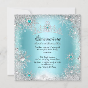 Convites Quinceanera 15º Inverno Azul Prata Wonderland 2