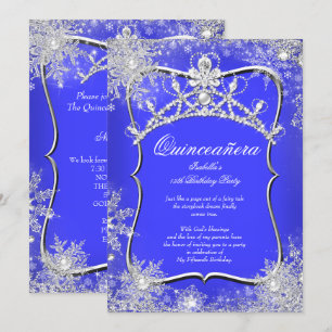 Convites Quinceanera 15º Inverno Azul Real Encantado