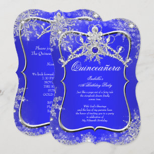 Convites Quinceanera 15º Inverno Azul Real Maravilhoso