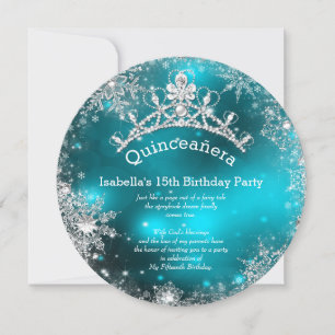 Convites Quinceanera 15º Inverno Encantado Prata Teal