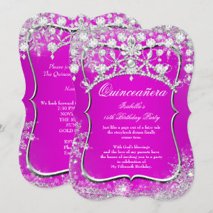 Convites Quinceanera 15º Inverno Mágico Rosa Magenta