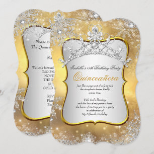 Convites Quinceanera 15º Inverno Mundo Mágico Prata Dourado