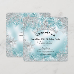 Convites Quinceanera 15º Inverno Paradisíaco Prata Verde Ág