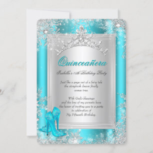 Convites Quinceanera 15º Inverno Teal Aqua
