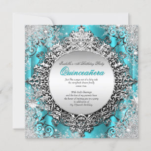 Convites Quinceanera 15º Inverno Teal Aqua 2