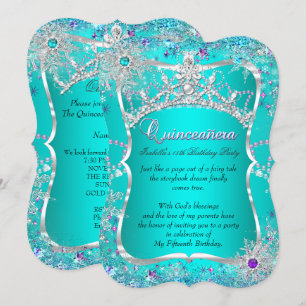Convites Quinceanera 15º Inverno Teal Roxo